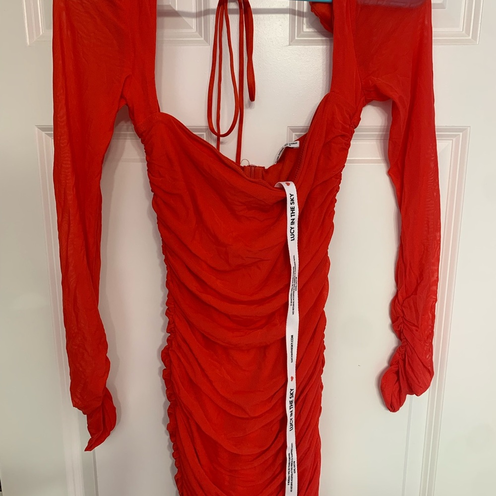 Lucy in the Sky Vibrant Red Long Sleeve Dress